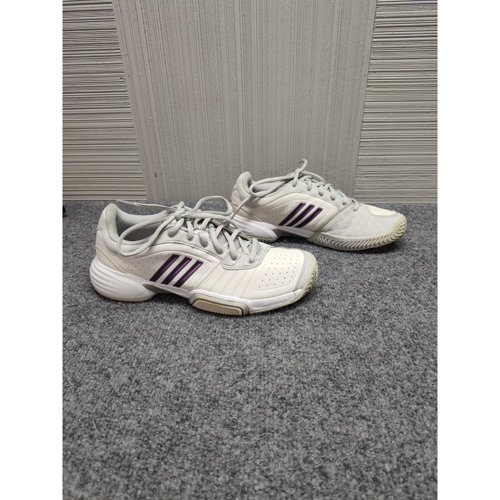 Adidas Women Tennis Shoe 7 White Purple Barricade Lace Up Comfort Performance